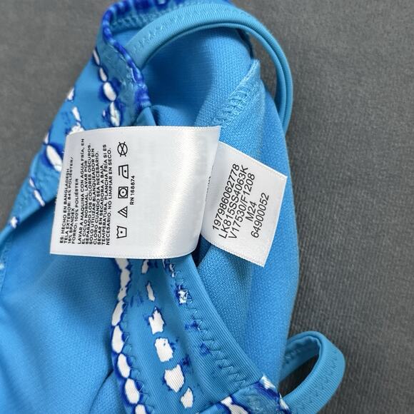 Lands’ End Girls Size 8 Medium Swimsuit One Piece Blue Dot Stripes Bathing Suit - Picture 6 of 7